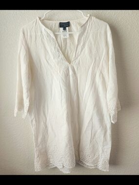 Miraclesuit x Talbots White Cotton Tunic Swim Cover Up